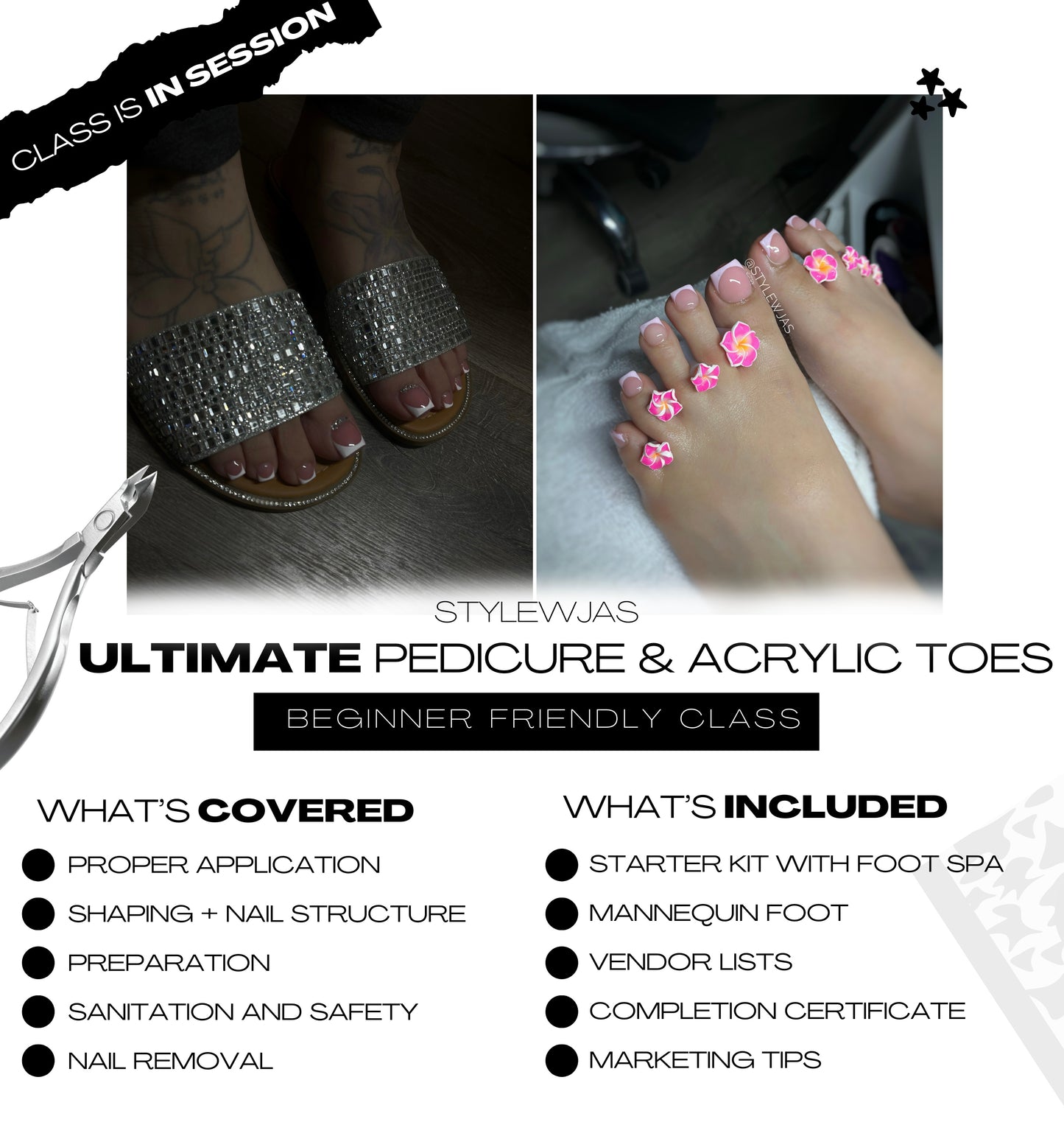 ACRYLIC TOE COURSE CLASS & PEDICURE