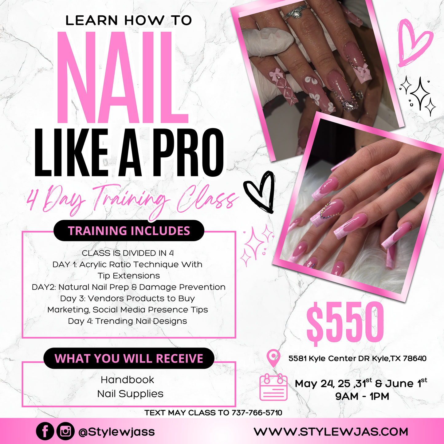4 DAY ACRYLIC NAIL CLASS BEGGINER FRIENDLY