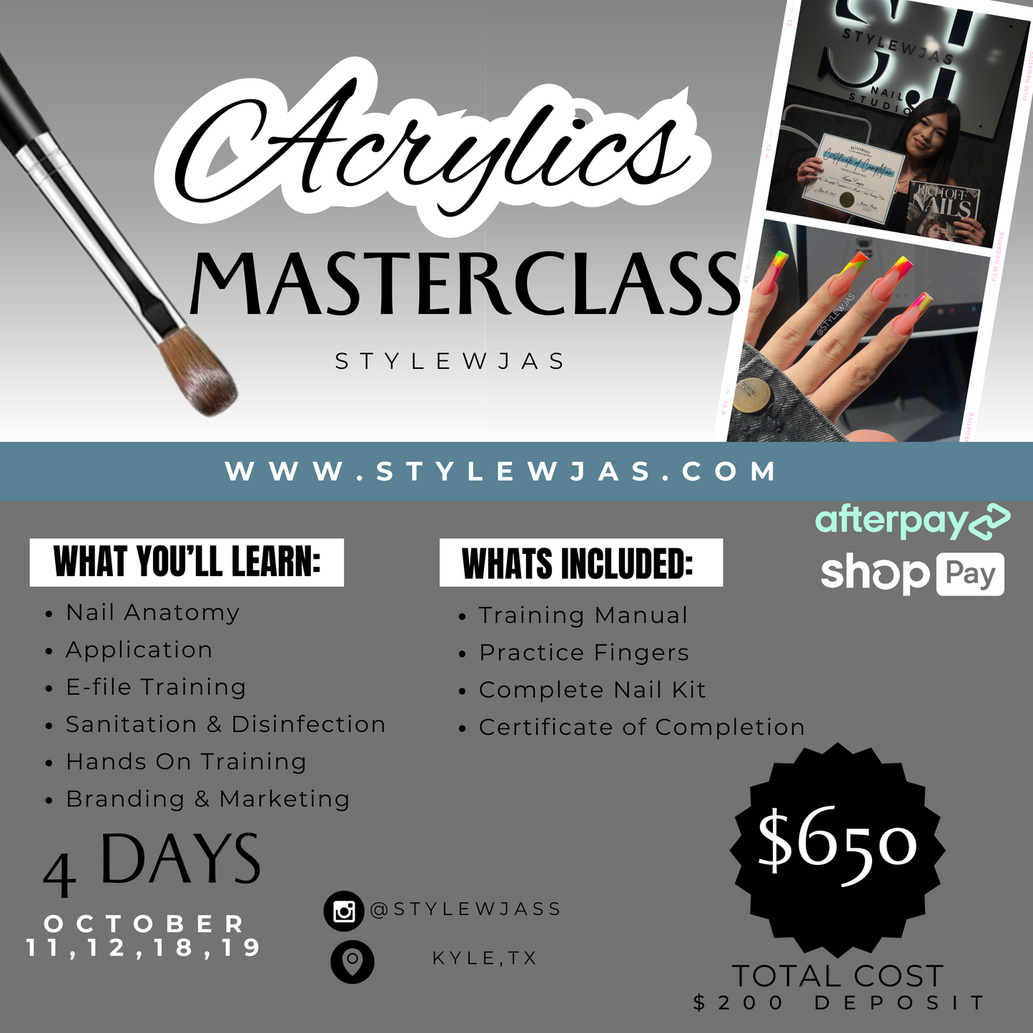 4 DAY ACRYLIC CLASS